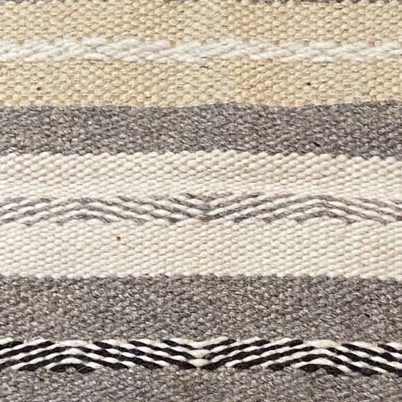 VTG Wool Hand Woven Table Runner Topper Small Rug 61 X 21 Neutral Earth Chunky - Picture 5 of 13